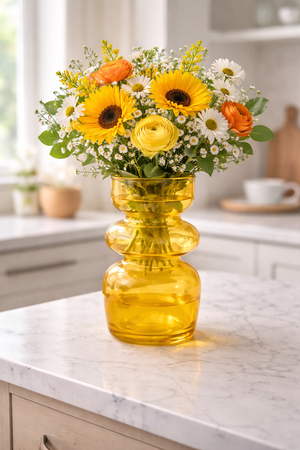 Florero de Vidrio Espiral Amarillo