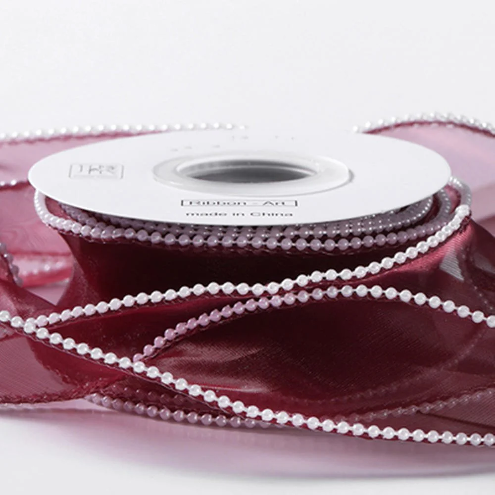 Cinta Organza Con Perlitas 4cm