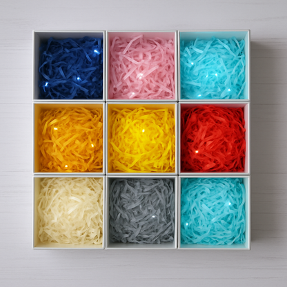 Virutas de papel de rafia con luz LED