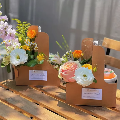 Cesta Porta Café Kraft para Flores x10