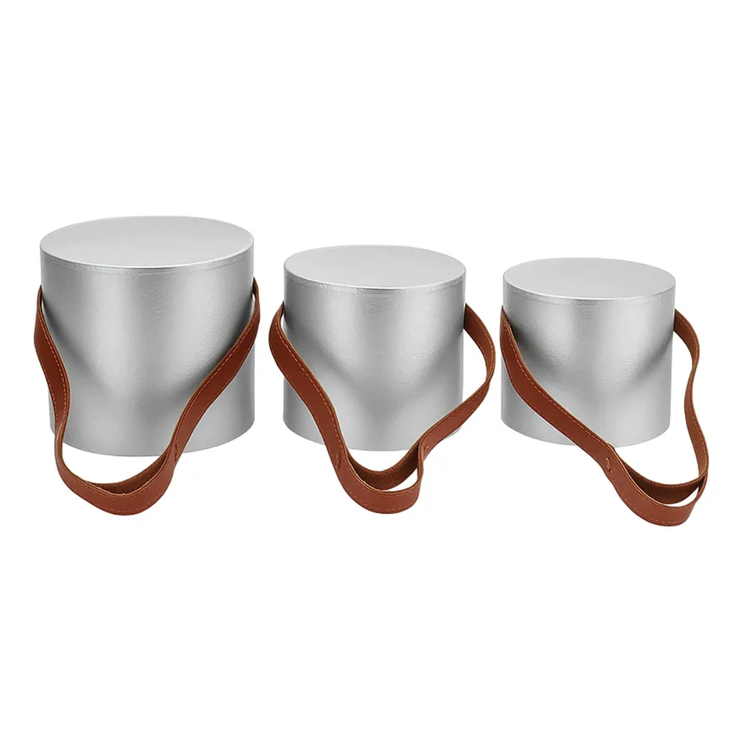 Set x3 Cajas cilíndricas Satinadas
