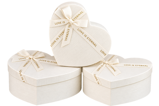 Set 3 Cajas Corazón Con Moña B y N