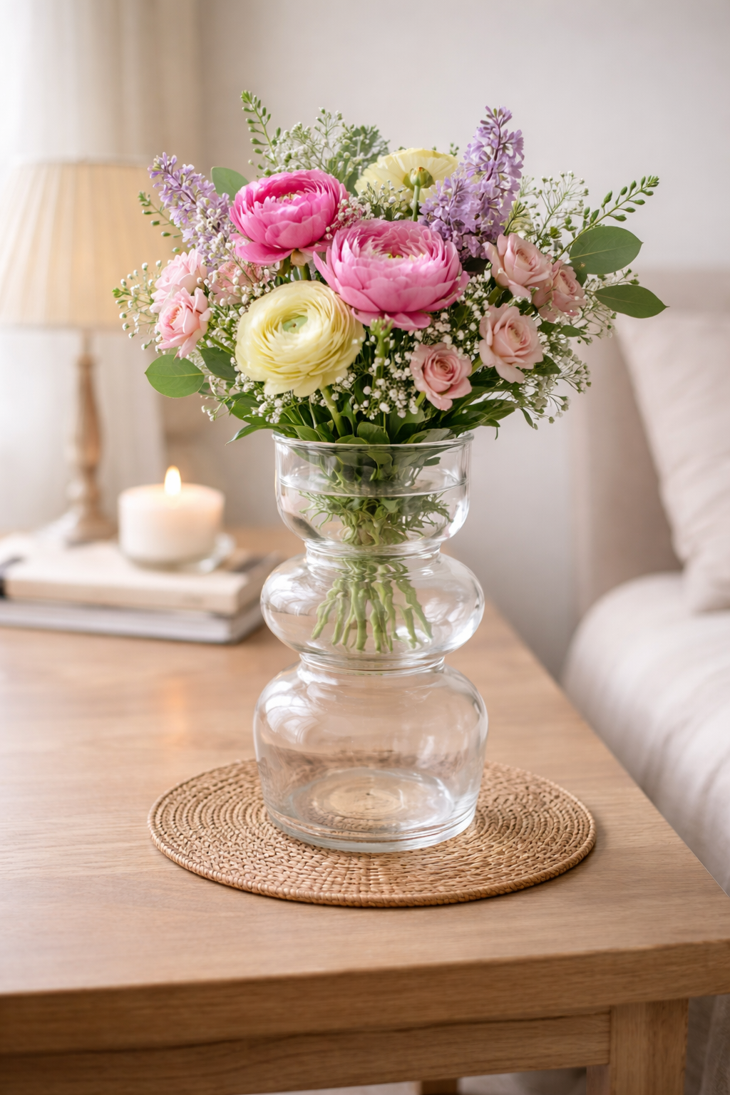 Florero de Vidrio Espiral Transparente