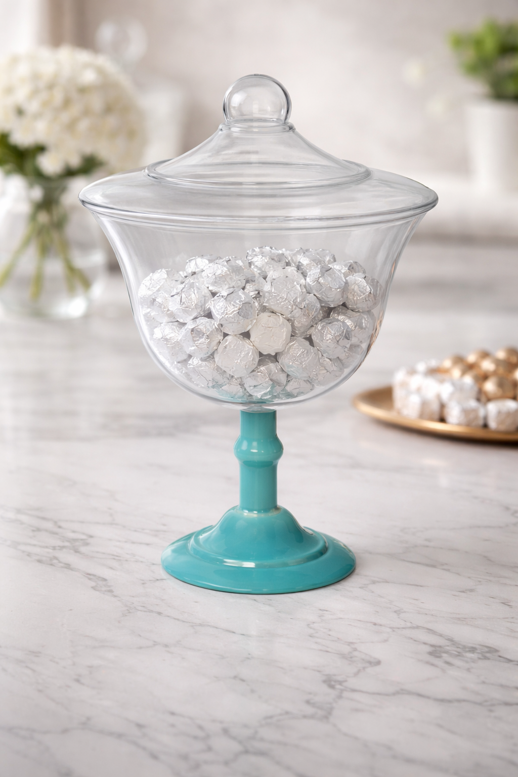 Caramelera Con Tapa Verde Agua