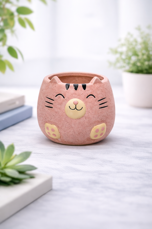 Mini Maceta Gato Rosa
