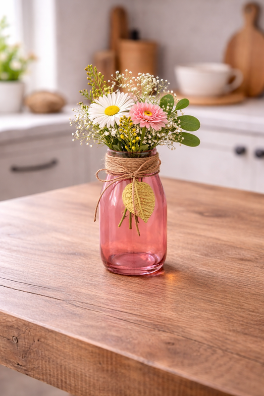 Florero de Vidrio Rosa