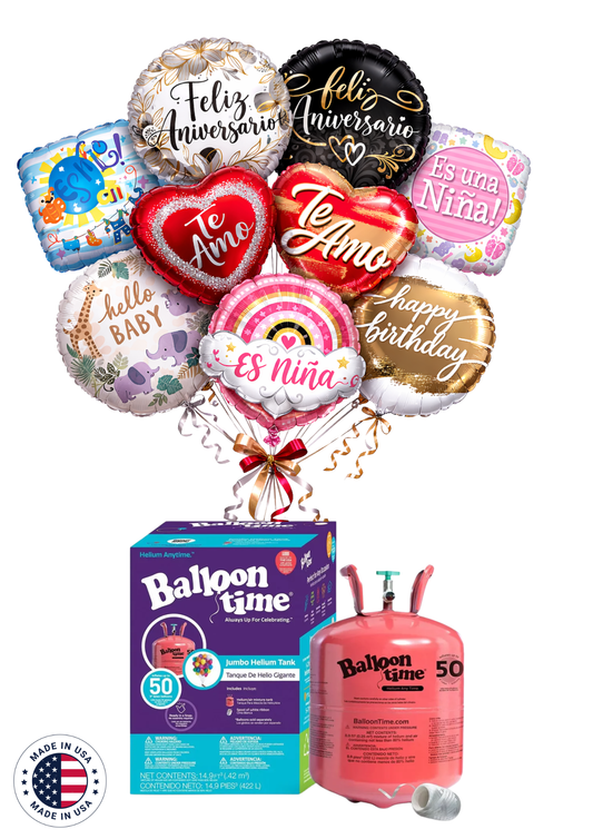 Garrafa de Helio + 24 Globos 18" con diseño