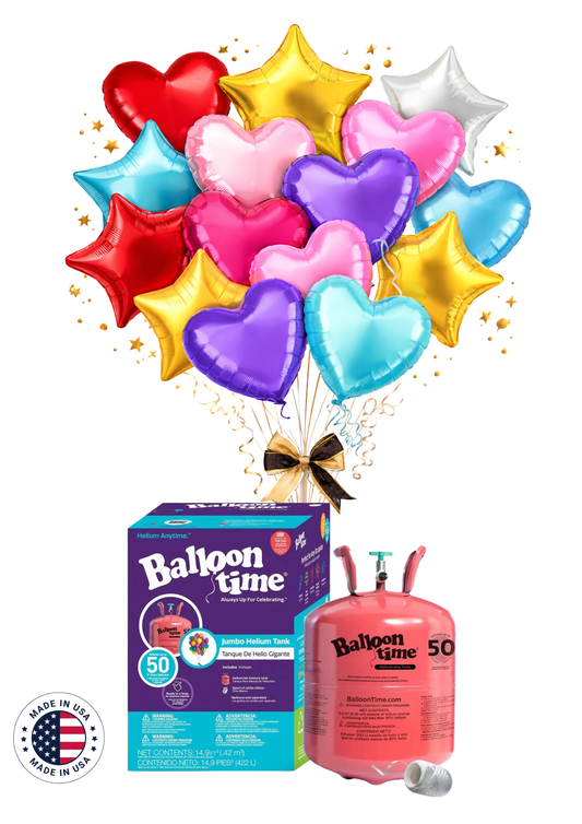 Garrafa de helio + 24 globos 18" Lisos