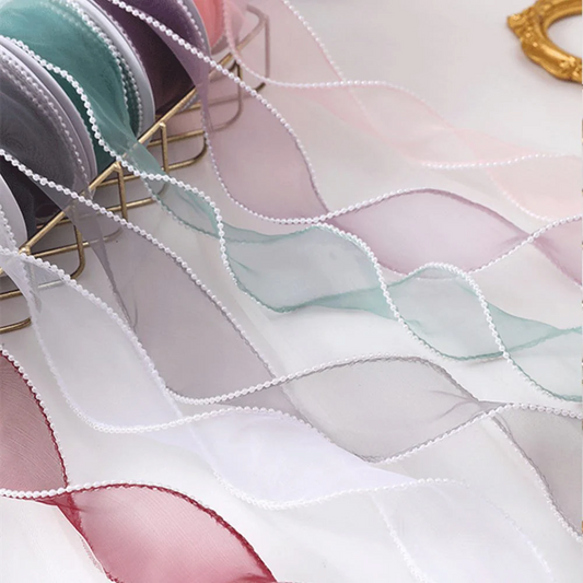 Cinta Organza Con Perlitas 4cm