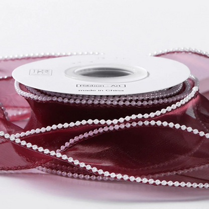 Cinta Organza Con Perlitas 4cm