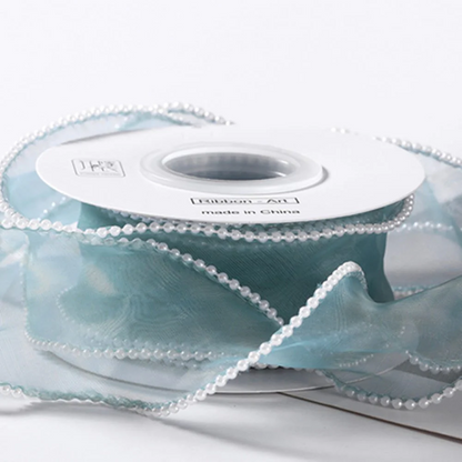 Cinta Organza Con Perlitas 4cm
