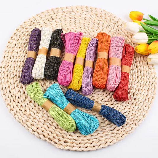 Cordón de Papel con Destello Dorado x12